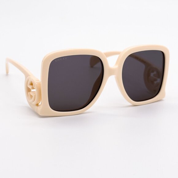 NEW GUCCI GG1326S 009 OVERSIZED IVORY GREY WOMEN SUNGLASSES GUCCI - Picture 1 of 14